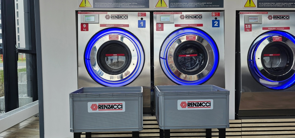 Close-up of professional Italian washing machines